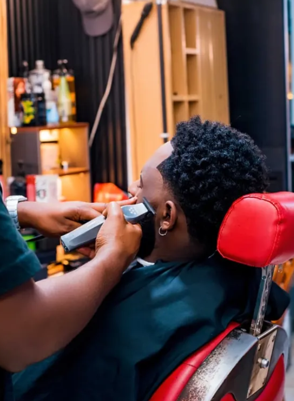 Barber with client